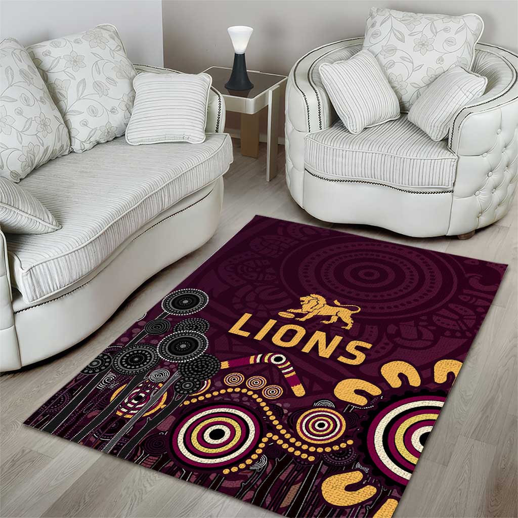 Brisbane Lions Football Area Rug Aboriginal Dot and Spiral Art