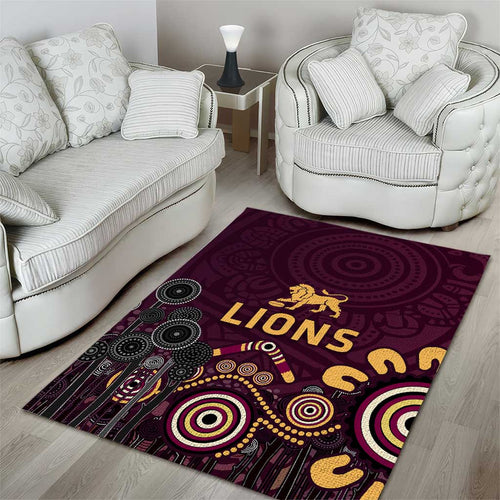 Brisbane Lions Football Area Rug Aboriginal Dot and Spiral Art