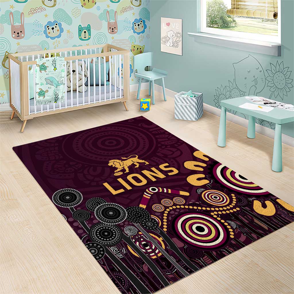 Brisbane Lions Football Area Rug Aboriginal Dot and Spiral Art