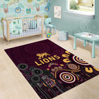 Brisbane Lions Football Area Rug Aboriginal Dot and Spiral Art