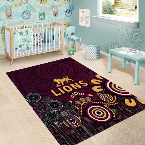 Brisbane Lions Football Area Rug Aboriginal Dot and Spiral Art