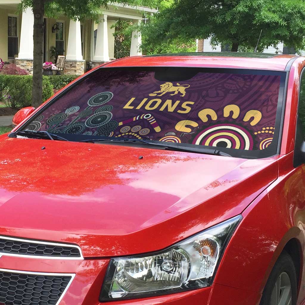 Brisbane Lions Football Auto Sun Shade Aboriginal Dot and Spiral Art
