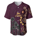Brisbane Lions Football Baseball Jersey Aboriginal Dot and Spiral Art
