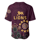 Brisbane Lions Football Baseball Jersey Aboriginal Dot and Spiral Art
