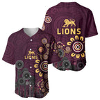 Brisbane Lions Football Baseball Jersey Aboriginal Dot and Spiral Art