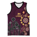 Brisbane Lions Football Basketball Jersey Aboriginal Dot and Spiral Art
