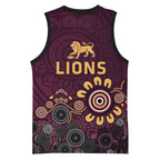 Brisbane Lions Football Basketball Jersey Aboriginal Dot and Spiral Art