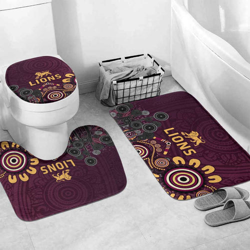 Brisbane Lions Football Bathroom Set Aboriginal Dot and Spiral Art