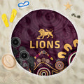 Brisbane Lions Football Beach Blanket Aboriginal Dot and Spiral Art