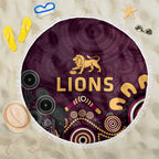 Brisbane Lions Football Beach Blanket Aboriginal Dot and Spiral Art