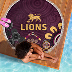 Brisbane Lions Football Beach Blanket Aboriginal Dot and Spiral Art