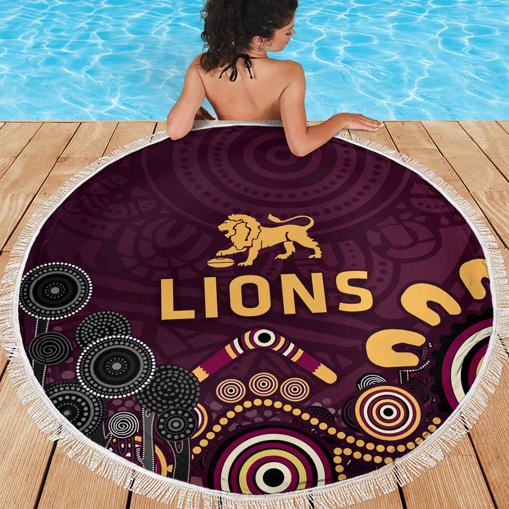 Brisbane Lions Football Beach Blanket Aboriginal Dot and Spiral Art