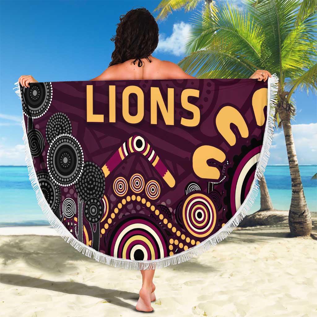 Brisbane Lions Football Beach Blanket Aboriginal Dot and Spiral Art