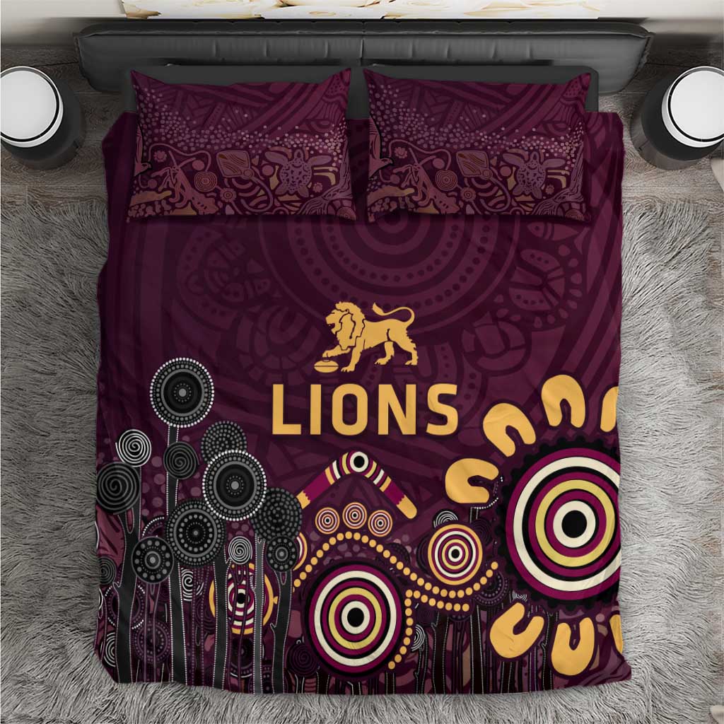 Brisbane Lions Football Bedding Set Aboriginal Dot and Spiral Art