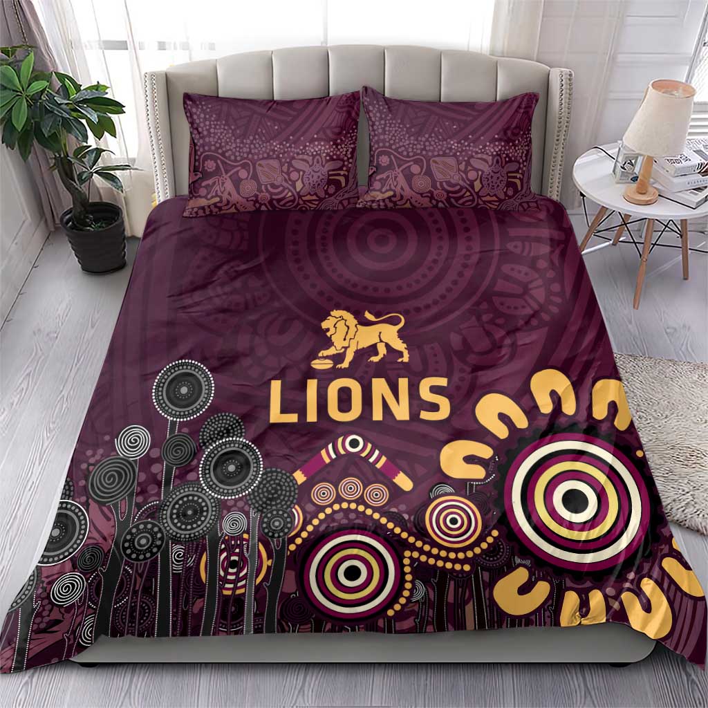 Brisbane Lions Football Bedding Set Aboriginal Dot and Spiral Art