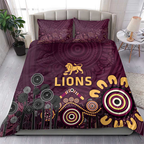 Brisbane Lions Football Bedding Set Aboriginal Dot and Spiral Art