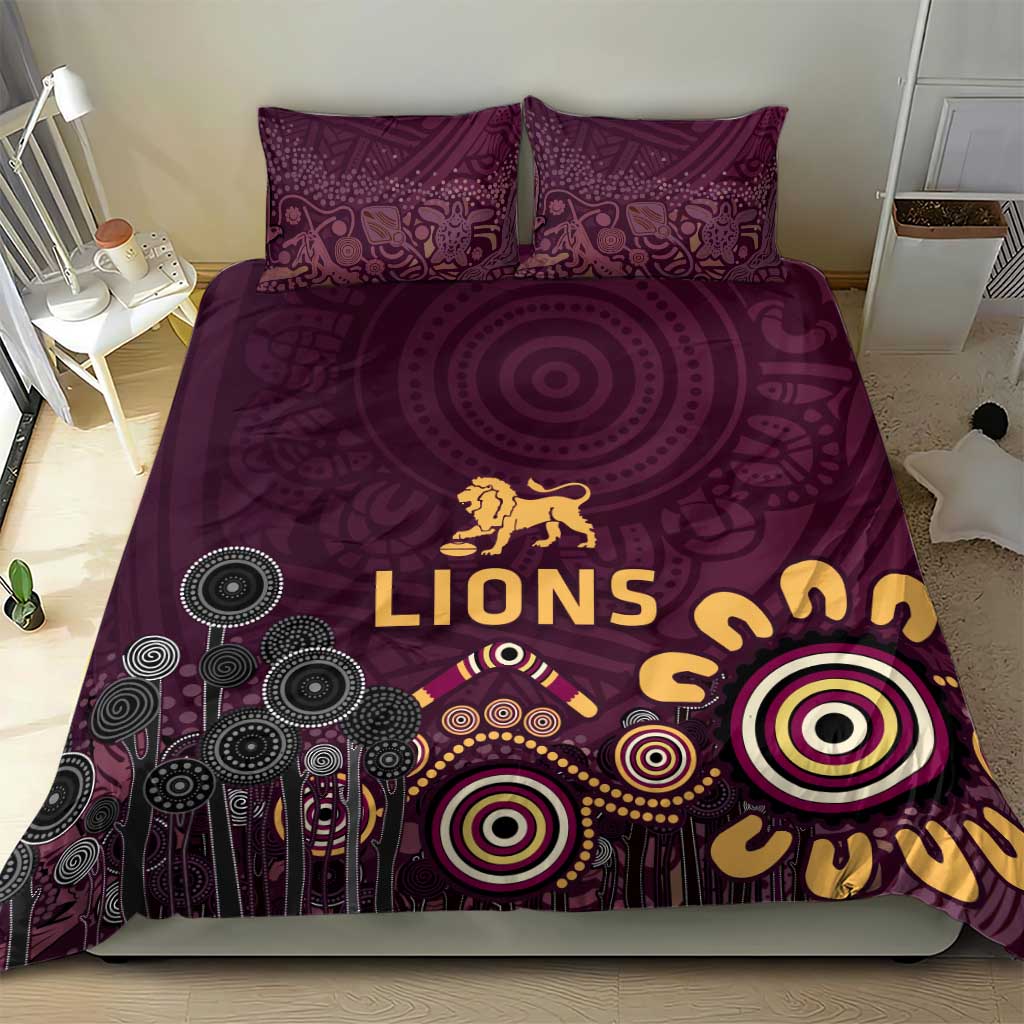 Brisbane Lions Football Bedding Set Aboriginal Dot and Spiral Art