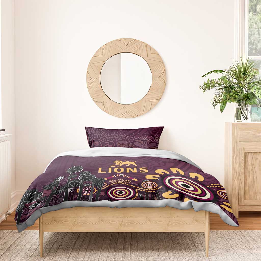 Brisbane Lions Football Bedding Set Aboriginal Dot and Spiral Art
