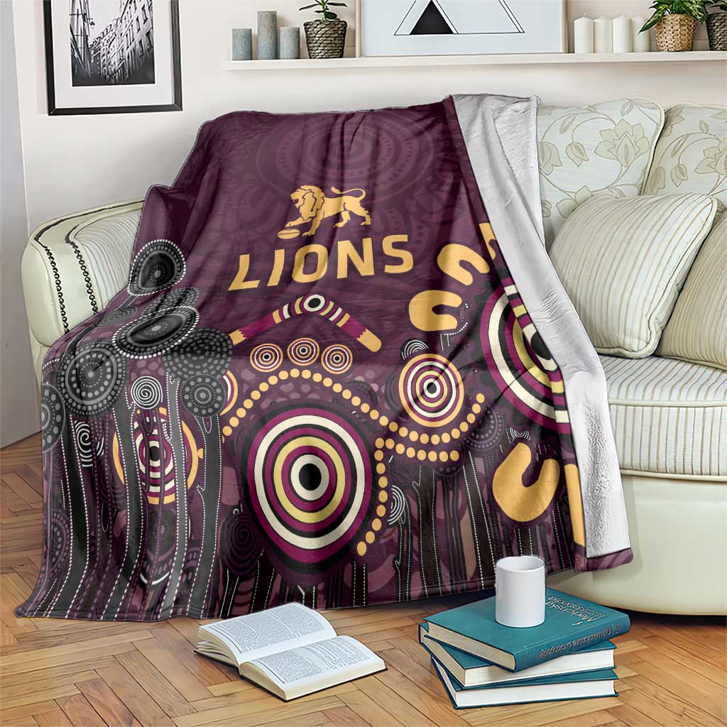 Brisbane Lions Football Blanket Aboriginal Dot and Spiral Art