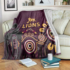 Brisbane Lions Football Blanket Aboriginal Dot and Spiral Art