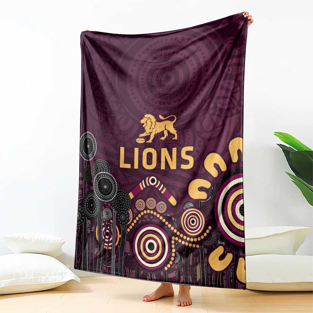Brisbane Lions Football Blanket Aboriginal Dot and Spiral Art