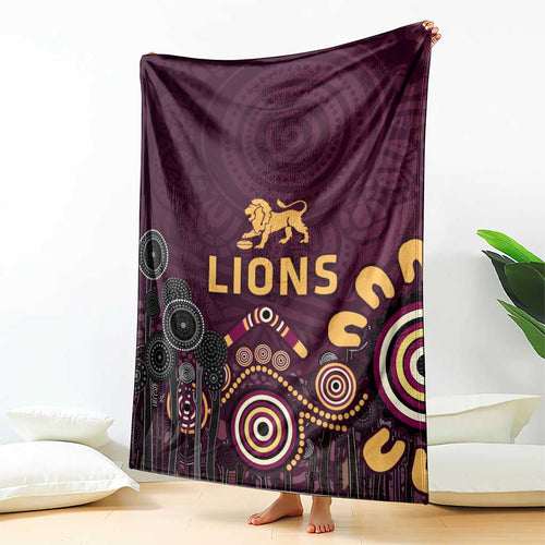 Brisbane Lions Football Blanket Aboriginal Dot and Spiral Art