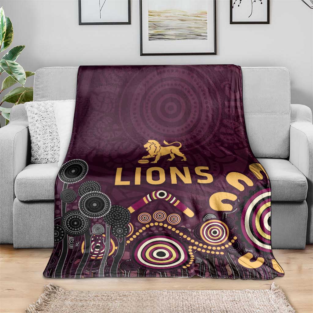 Brisbane Lions Football Blanket Aboriginal Dot and Spiral Art