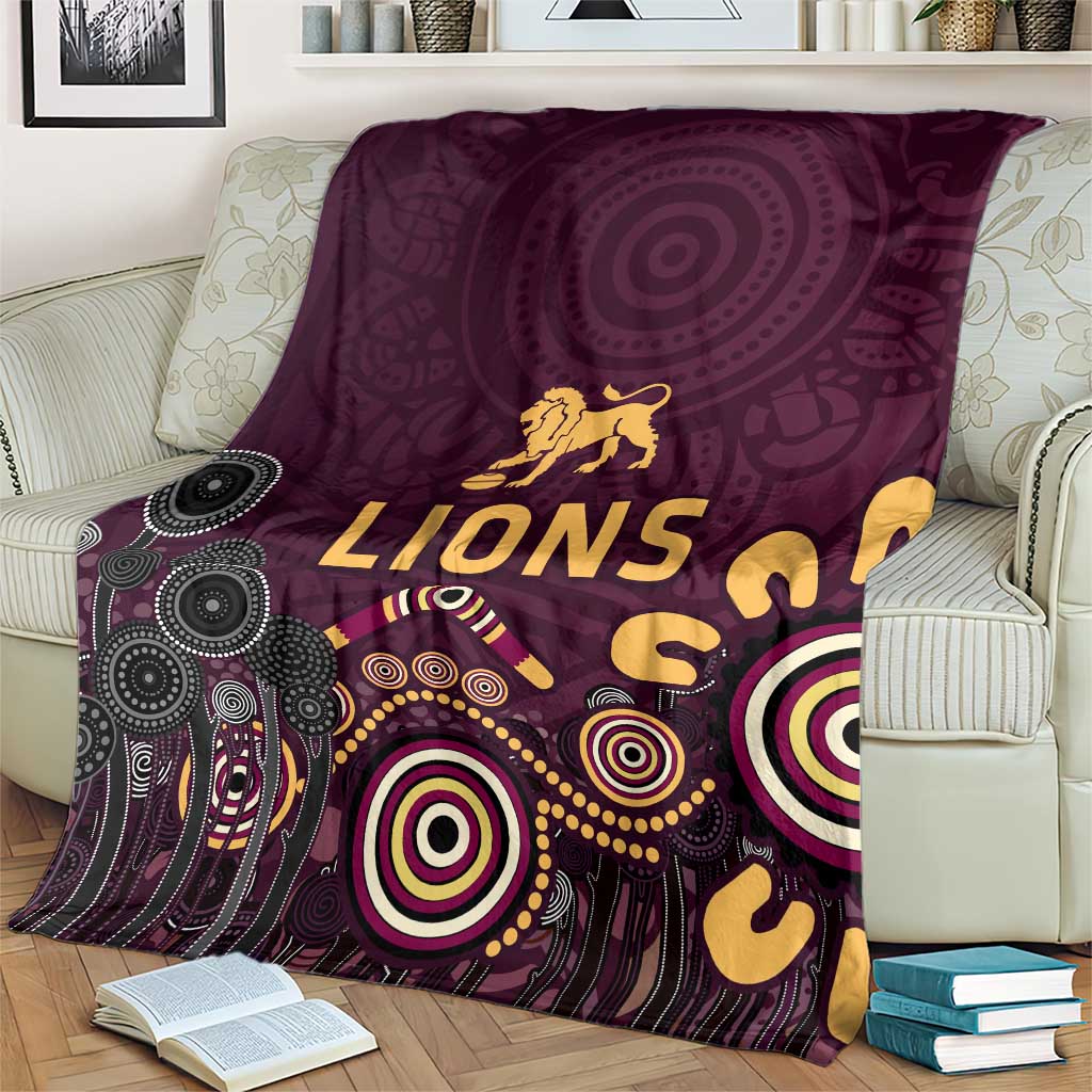 Brisbane Lions Football Blanket Aboriginal Dot and Spiral Art