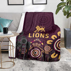 Brisbane Lions Football Blanket Aboriginal Dot and Spiral Art