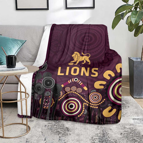 Brisbane Lions Football Blanket Aboriginal Dot and Spiral Art