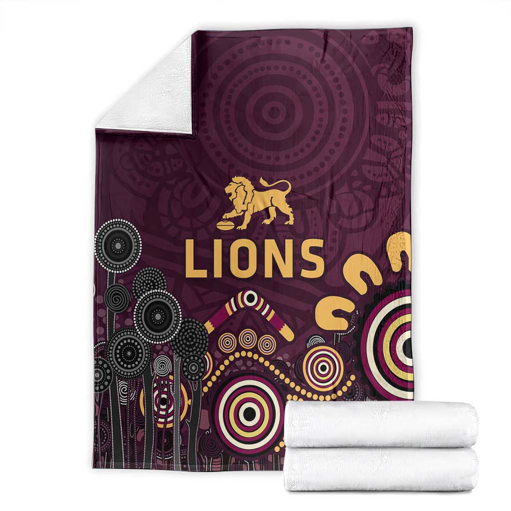 Brisbane Lions Football Blanket Aboriginal Dot and Spiral Art