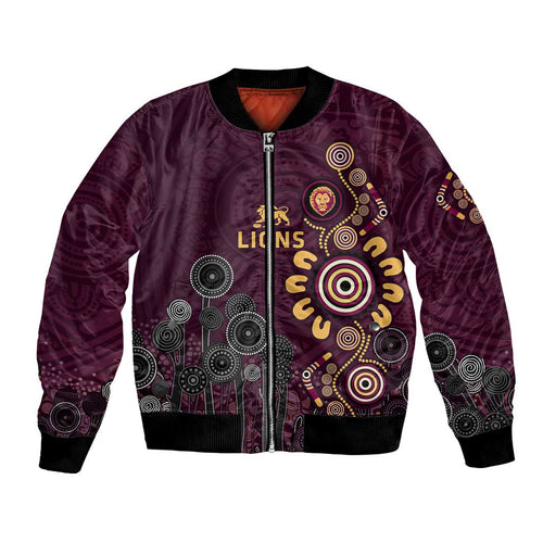 Brisbane Lions Football Bomber Jacket Aboriginal Dot and Spiral Art