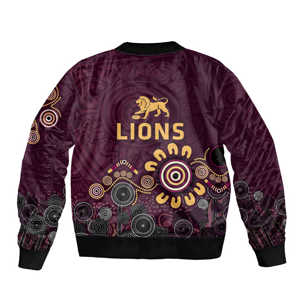 Brisbane Lions Football Bomber Jacket Aboriginal Dot and Spiral Art