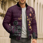 Brisbane Lions Football Bomber Puffer Jacket Aboriginal Dot and Spiral Art