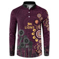 Brisbane Lions Football Button Sweatshirt Aboriginal Dot and Spiral Art