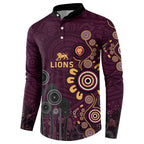 Brisbane Lions Football Button Sweatshirt Aboriginal Dot and Spiral Art