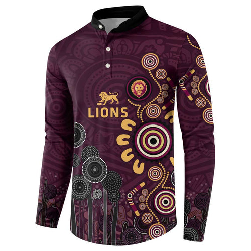 Brisbane Lions Football Button Sweatshirt Aboriginal Dot and Spiral Art