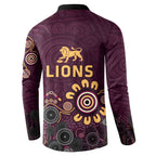 Brisbane Lions Football Button Sweatshirt Aboriginal Dot and Spiral Art