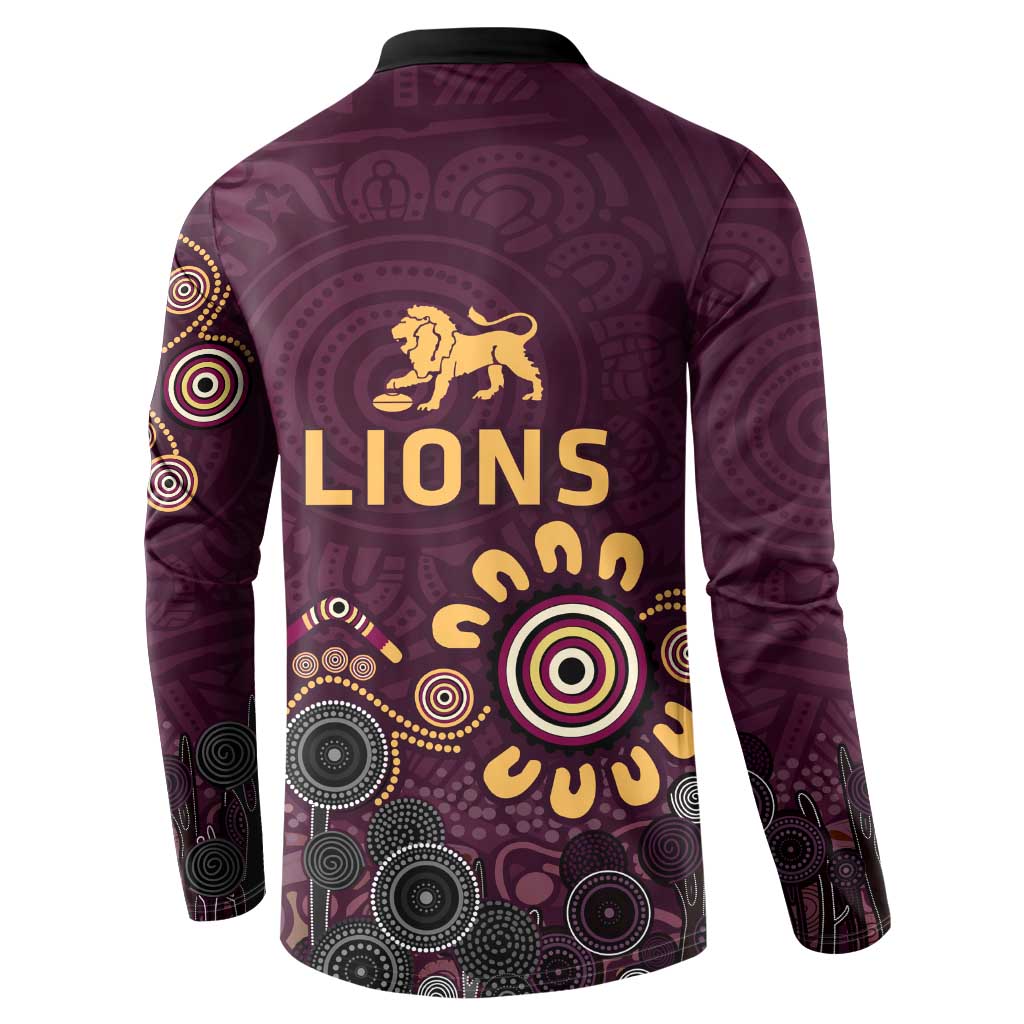 Brisbane Lions Football Button Sweatshirt Aboriginal Dot and Spiral Art