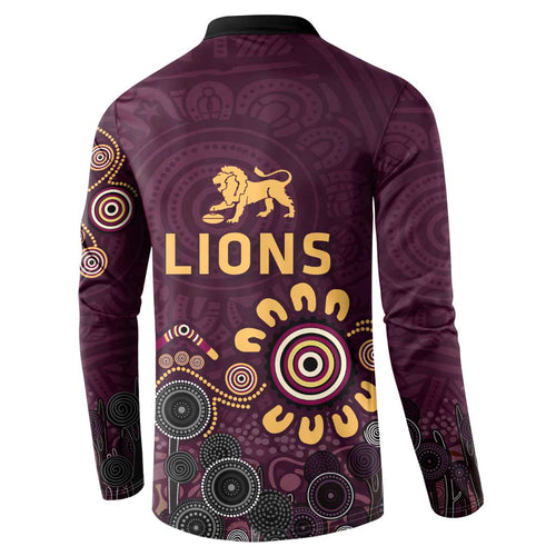 Brisbane Lions Football Button Sweatshirt Aboriginal Dot and Spiral Art