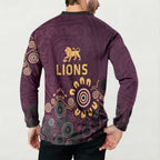 Brisbane Lions Football Button Sweatshirt Aboriginal Dot and Spiral Art