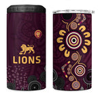 Brisbane Lions Football 4 in 1 Can Cooler Tumbler Aboriginal Dot and Spiral Art