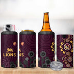 Brisbane Lions Football 4 in 1 Can Cooler Tumbler Aboriginal Dot and Spiral Art