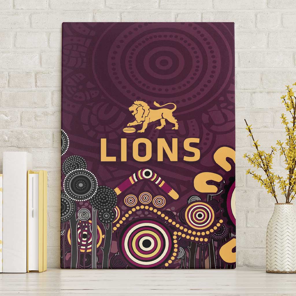 Brisbane Lions Football Canvas Wall Art Aboriginal Dot and Spiral Art