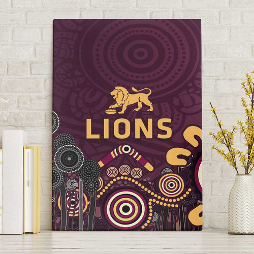 Brisbane Lions Football Canvas Wall Art Aboriginal Dot and Spiral Art