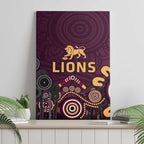 Brisbane Lions Football Canvas Wall Art Aboriginal Dot and Spiral Art