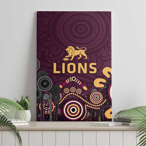 Brisbane Lions Football Canvas Wall Art Aboriginal Dot and Spiral Art