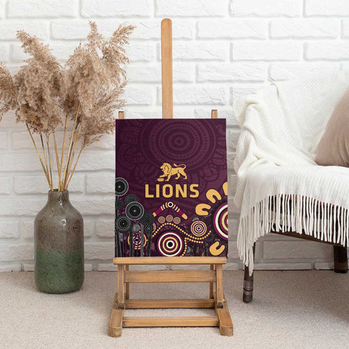 Brisbane Lions Football Canvas Wall Art Aboriginal Dot and Spiral Art