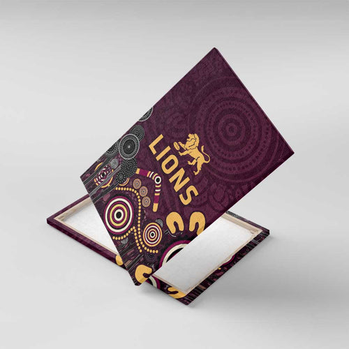 Brisbane Lions Football Canvas Wall Art Aboriginal Dot and Spiral Art