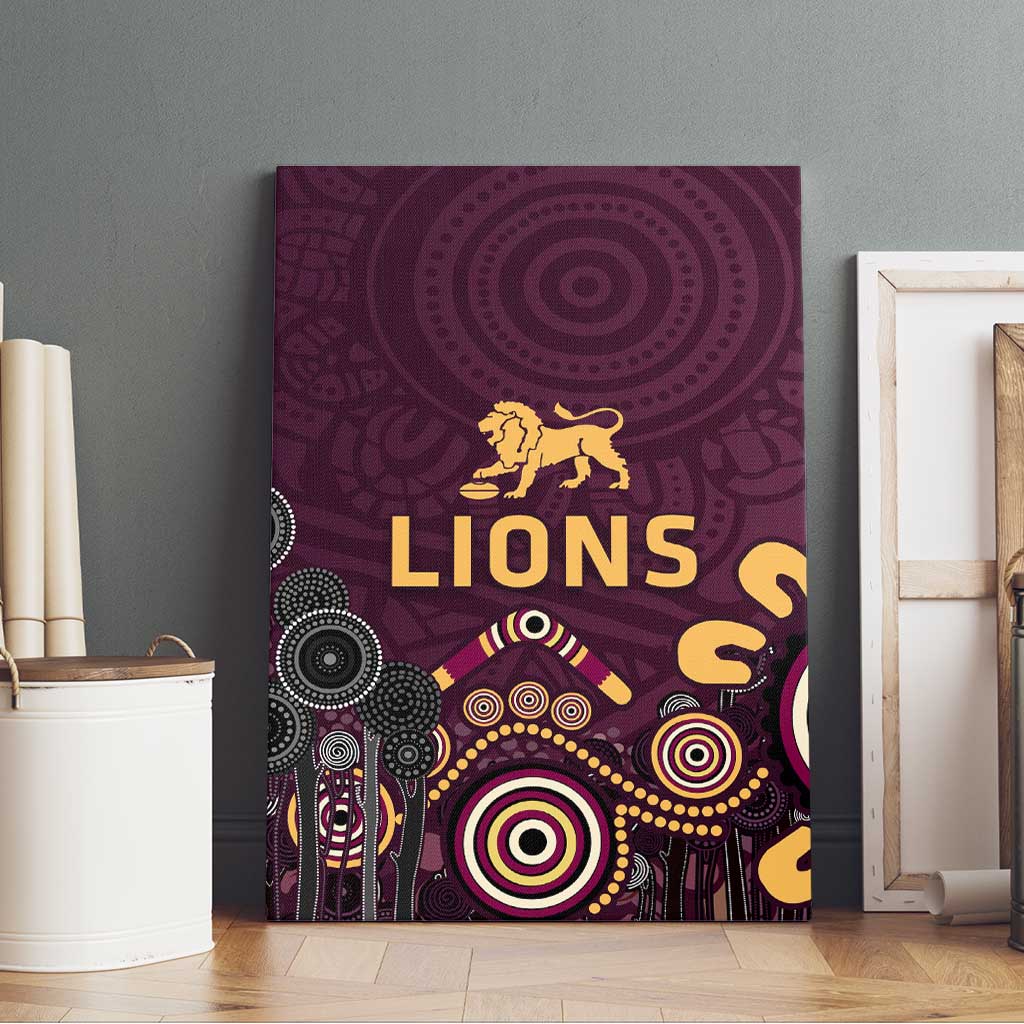 Brisbane Lions Football Canvas Wall Art Aboriginal Dot and Spiral Art